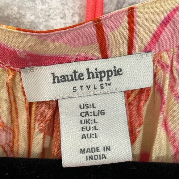 Haute Hippie Pink and Orange Tropical Bohemian Peasant Style Short Set - Picture 9 of 10